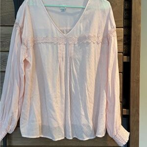 A New Day Pink Puff Sleeve Blouse with Relaxed Fit